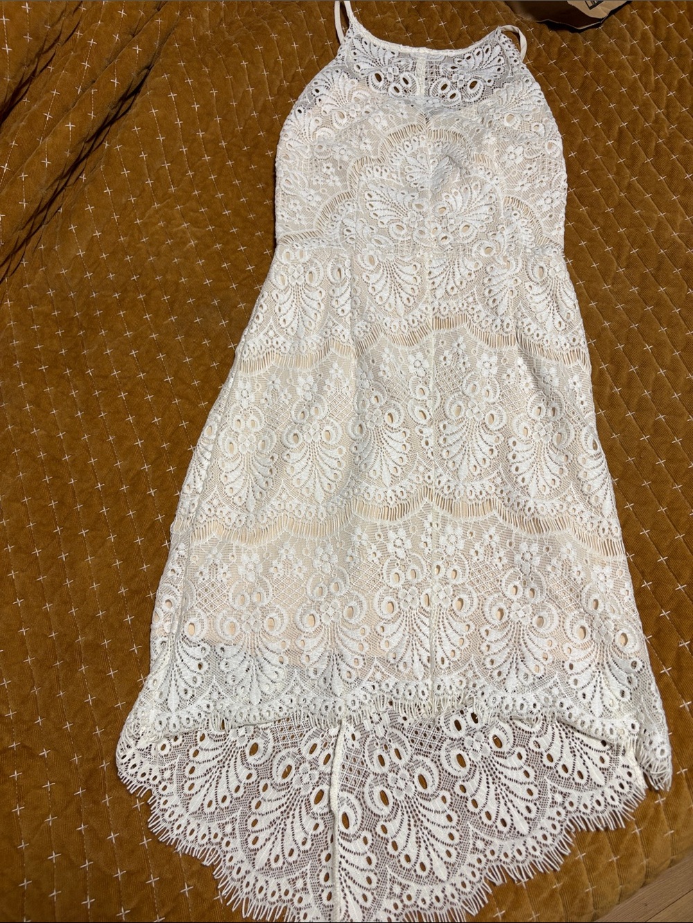 White Lace Halter Dress